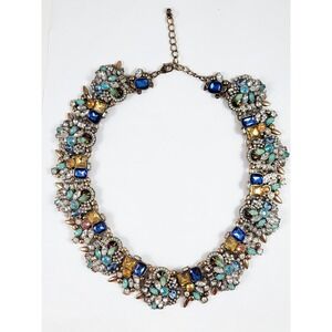 Zara Unsigned Multi Color Rhinestone Necklace Vintage Max Loud Glam Retro Oscars